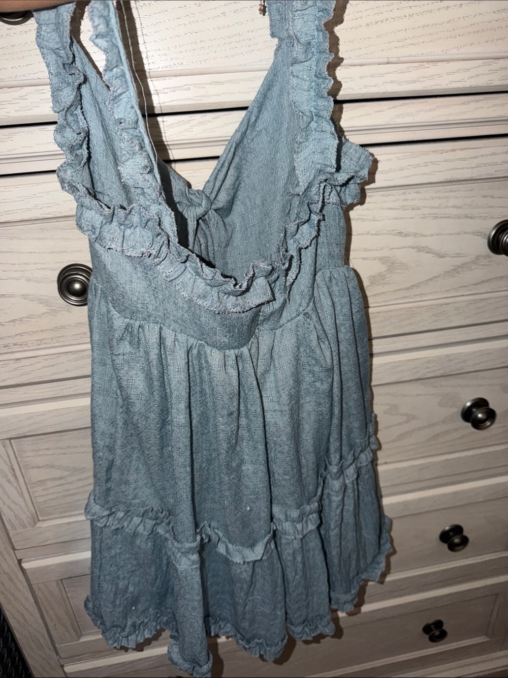 Light Blue Ruffle Sundress with Tie Front - Picture 4 of 5